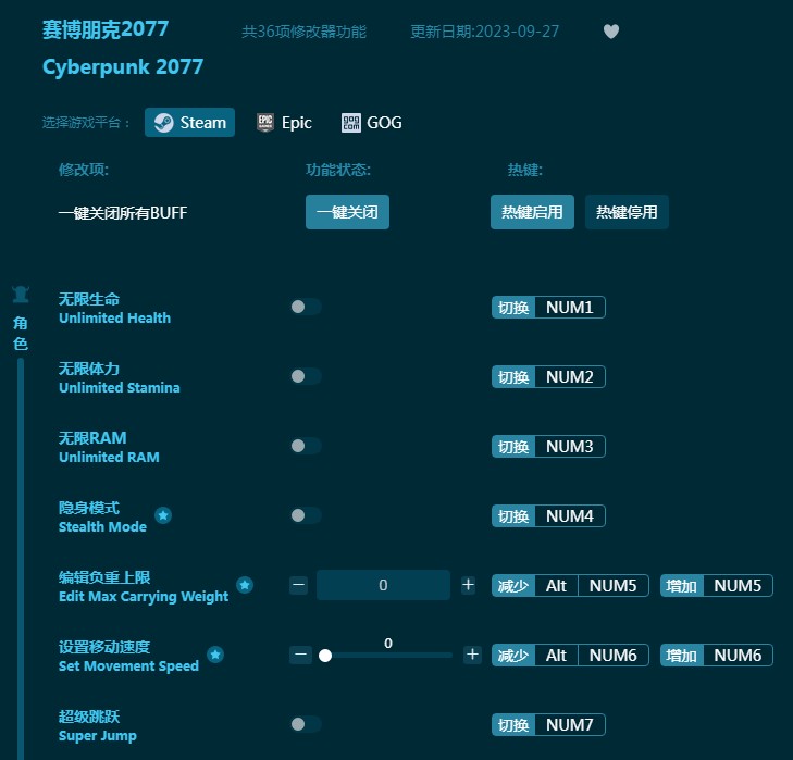 赛博朋克2077多功能修改器