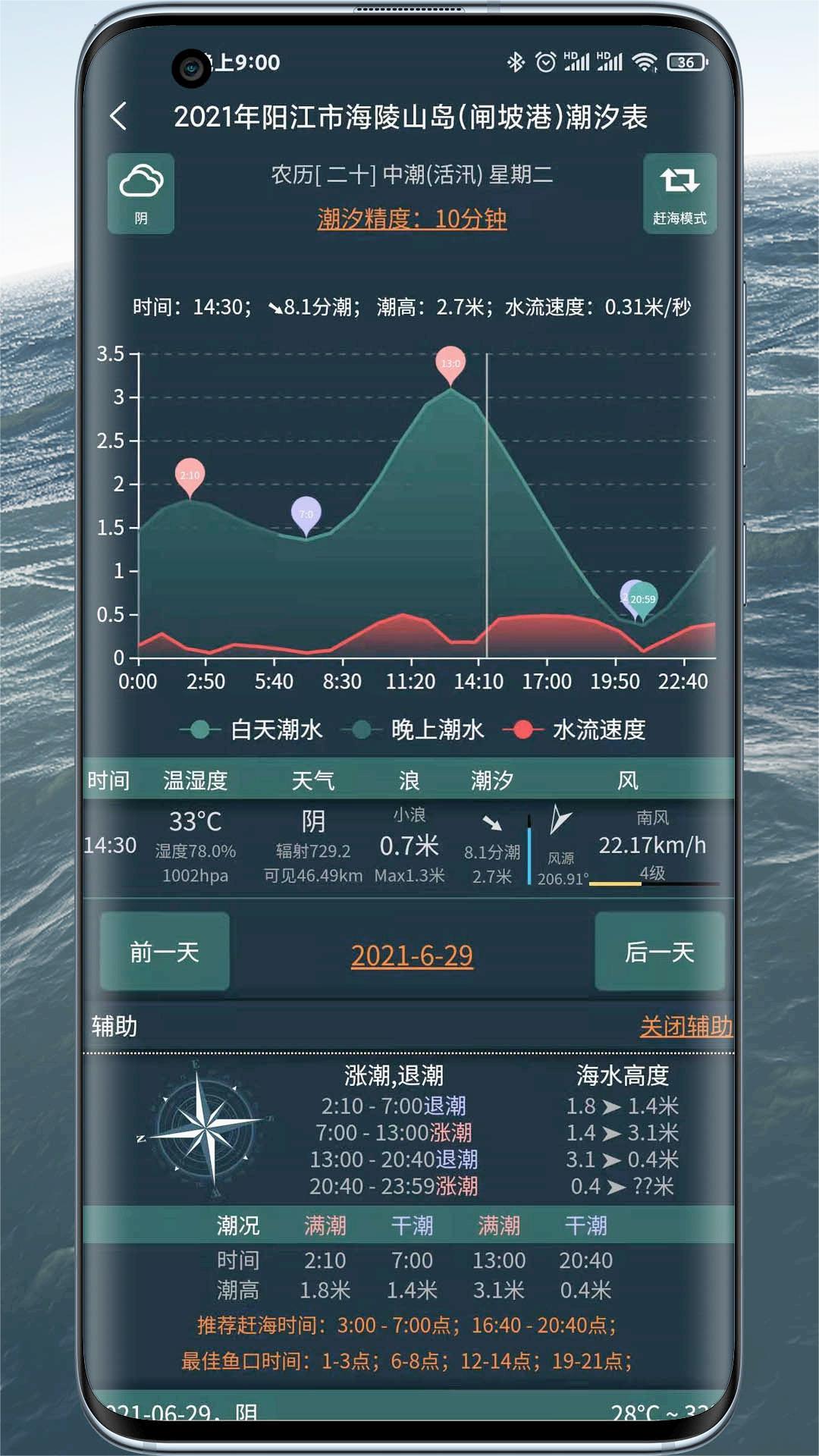 潮汐表精灵APP【全国涨潮退潮时间和天气预报查询】